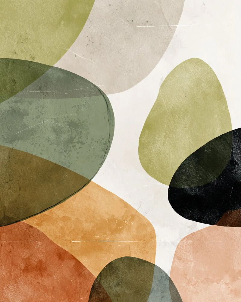 Warm Overlapping Organic Forms Abstract Print canvas by Artbyvo