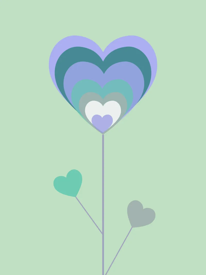 Groene hartbloem, geometrisch ontwerp, groene achtergrond canvas van Lilou Art