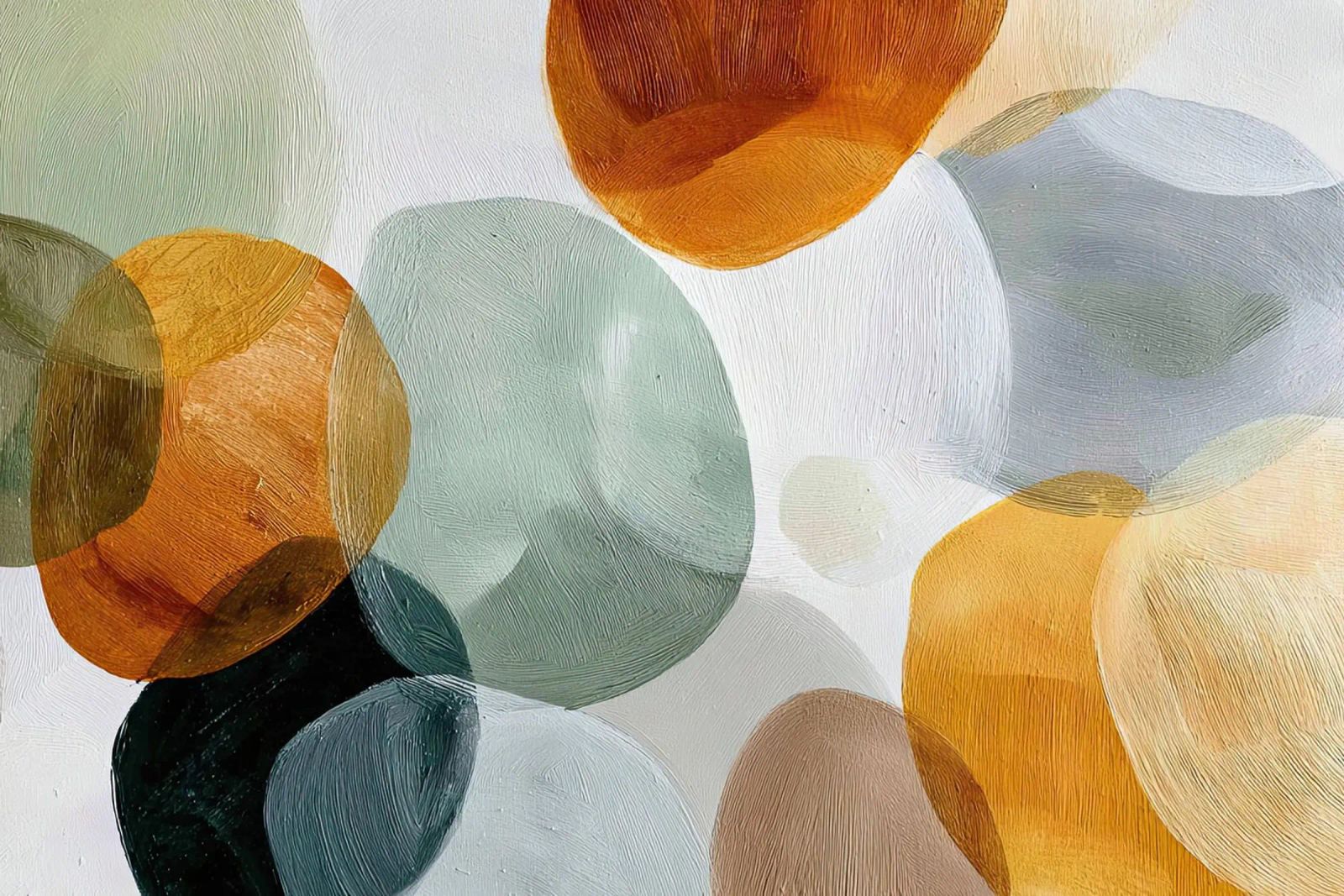 Zachte overlapping in aardetinten Abstracte kunst canvas van Artbyvo