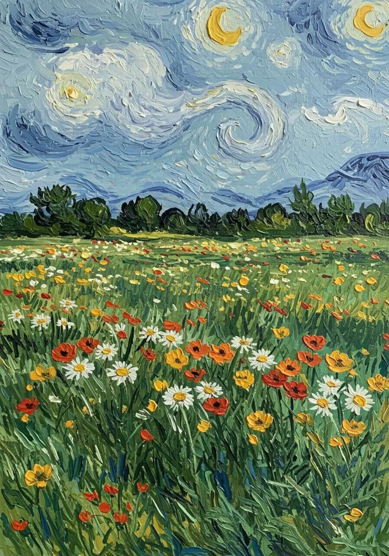 vue nocturne dans un jardin de fleurs hahnemühle de Piper Shop Oke