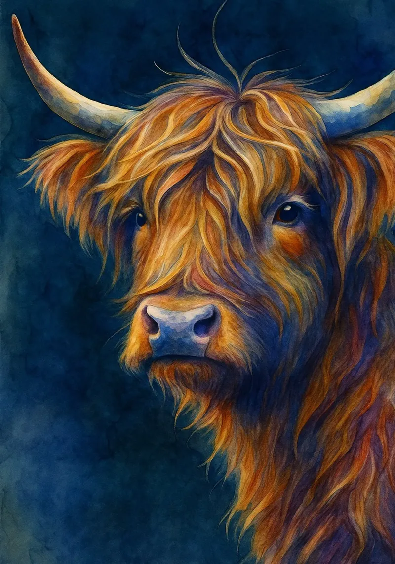 vaca de las tierras altas pintura a todo color metacrilato de toegoe