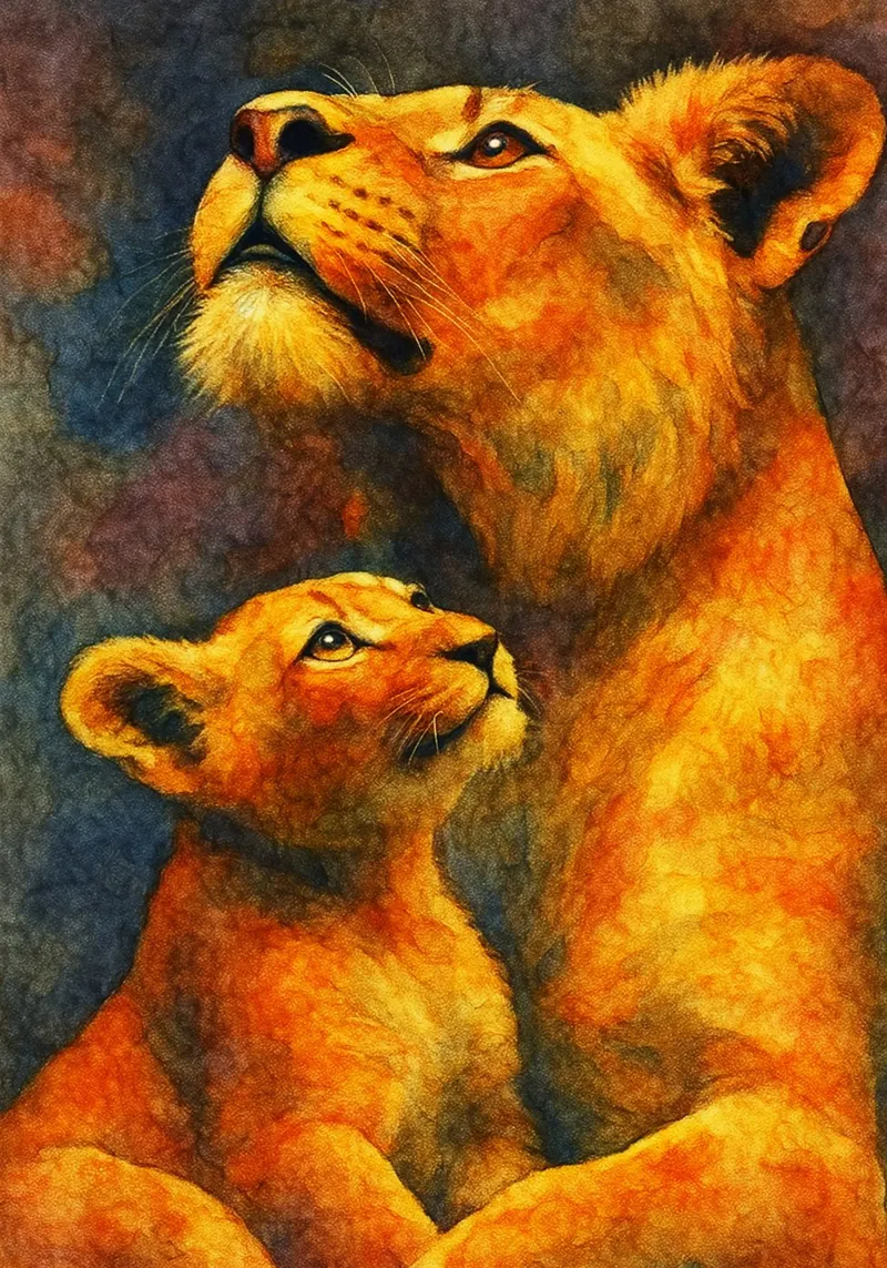 lion and cube colorfull painting canvas by toegoe