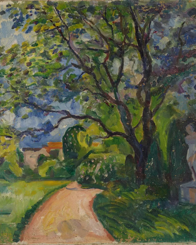 Edvard Munch - Strada in mezzo alla foresta pellicola backlit da Rachel Gallery