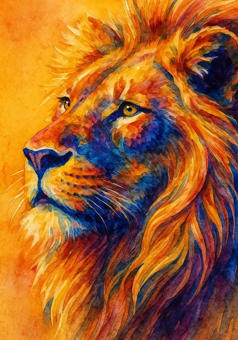 leone pittura colorata poster con telaio in plastica da toegoe