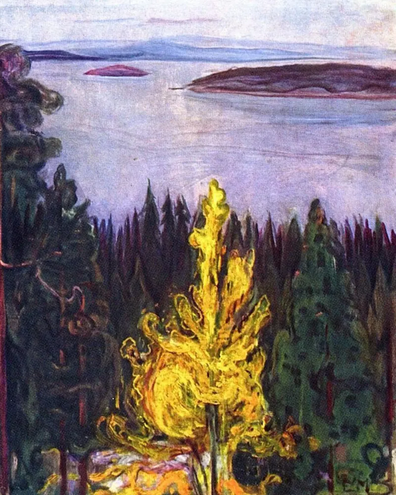 Edvard Munch - Il fuoco sulla collina plexiglass da Rachel Gallery