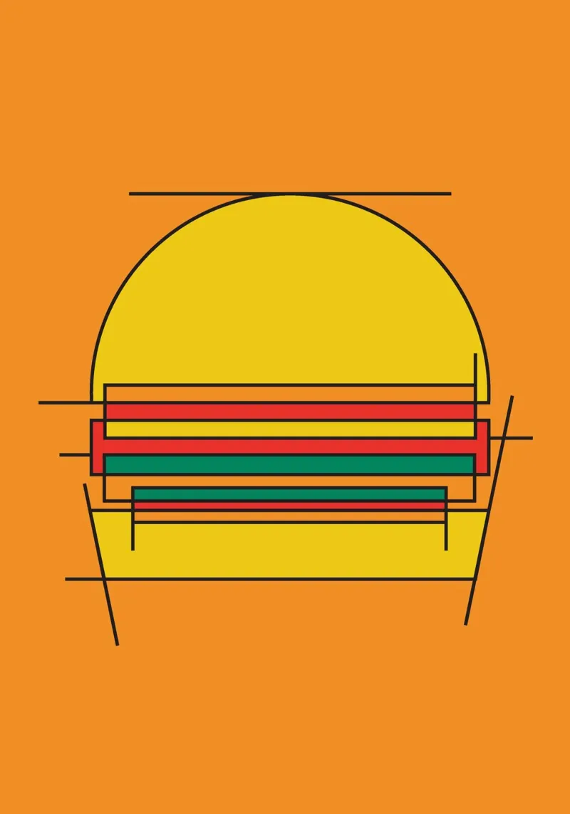 Burger bauhaus abstracte lijnschets acryl van Family Bauhaus Art