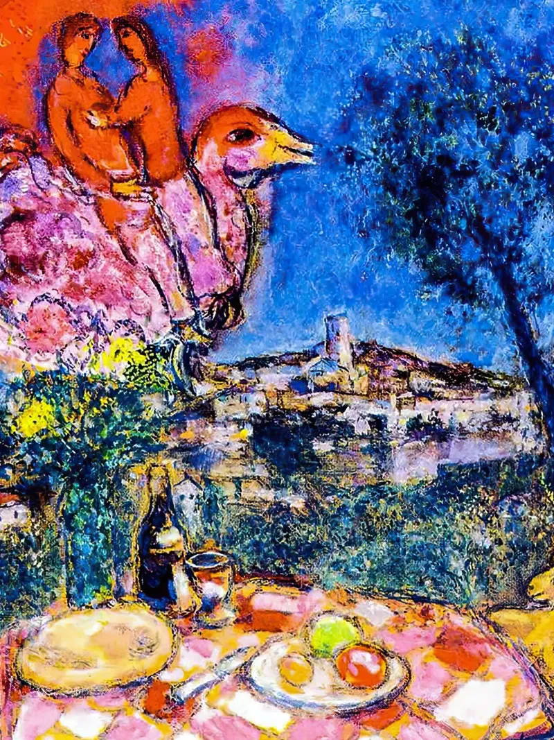 Table basse avec vue sur Saint-Paul de Vance Mars Chagall hahnemühle de MC Exhebition