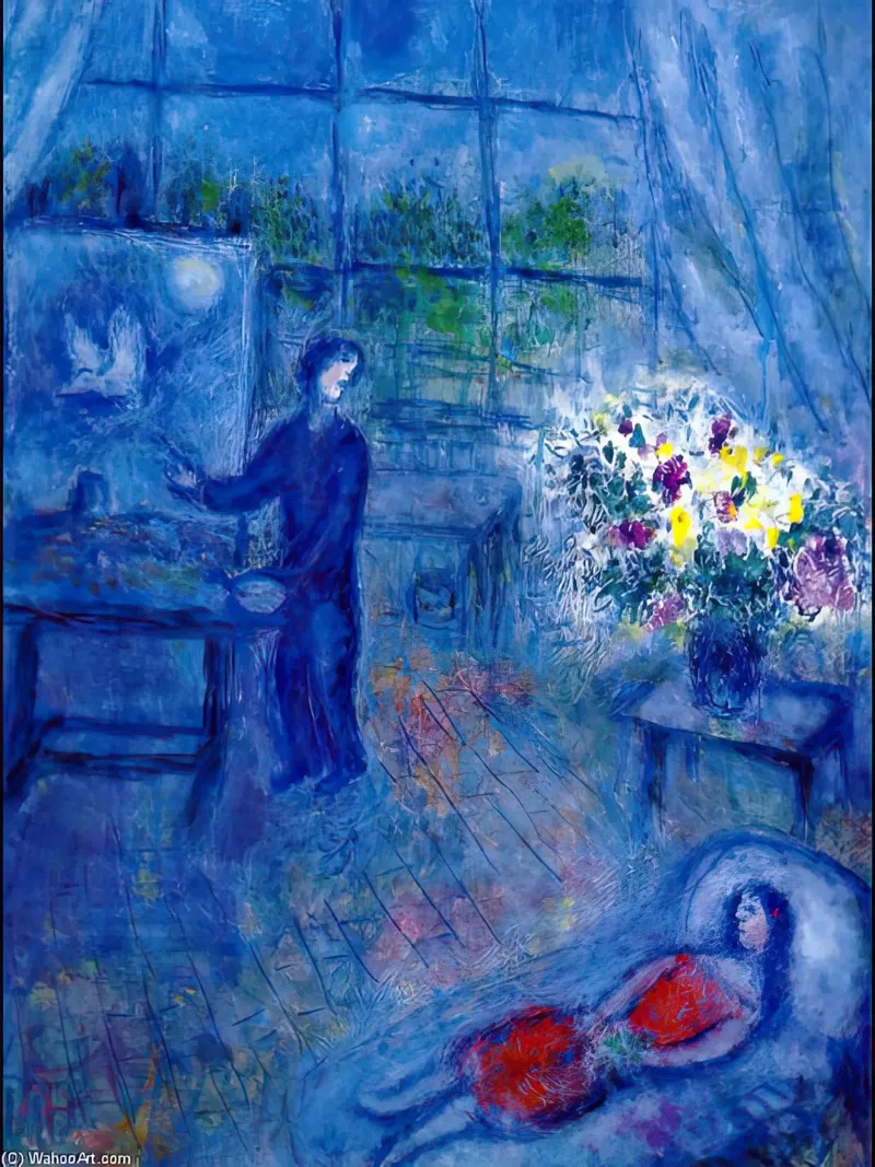 March Chagall Artist and His Model poster with wooden frame by MC Exhebition