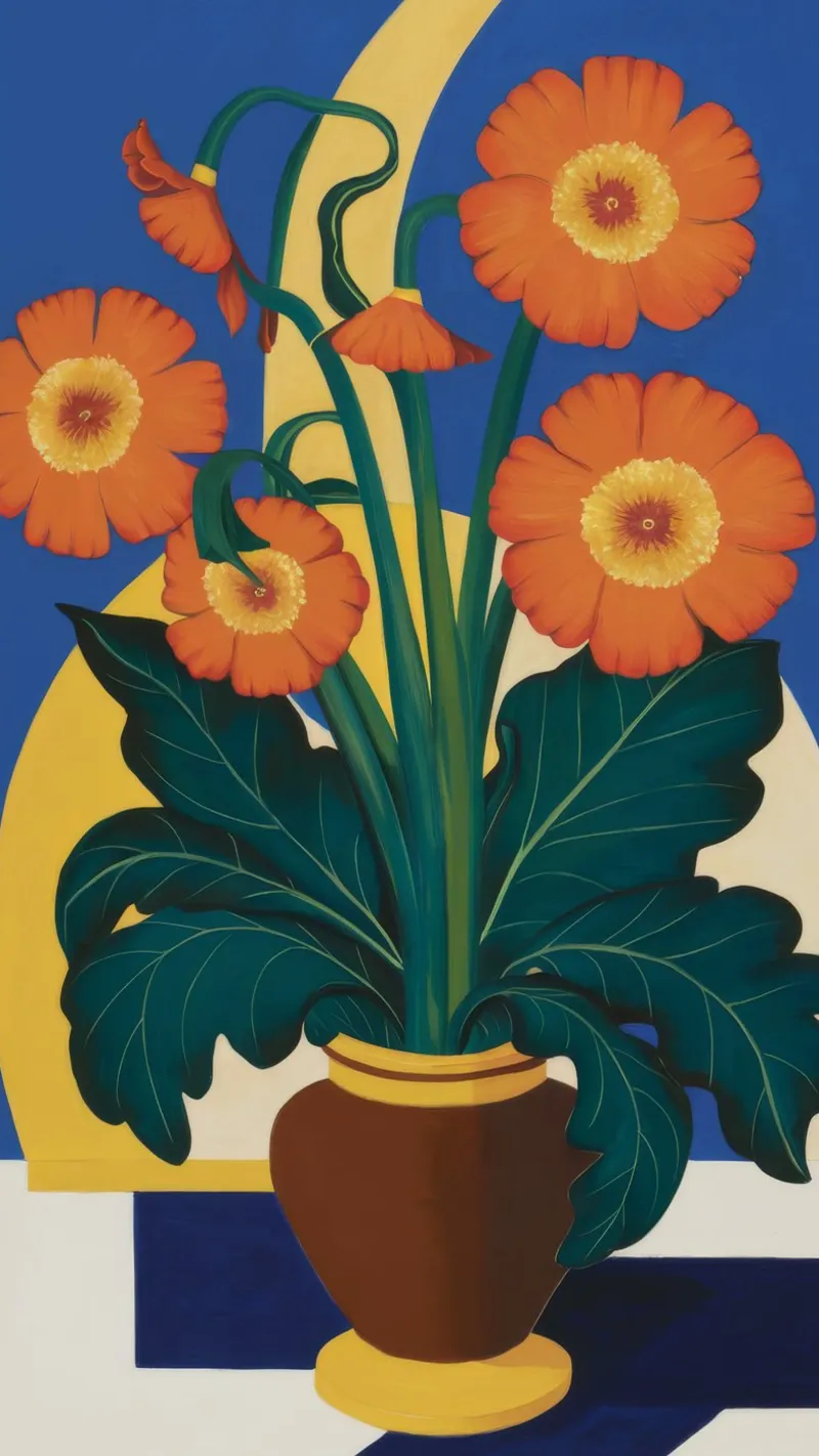 Girasoli in terracotta tela con Cornice a cassetta da Tiga Bersama
