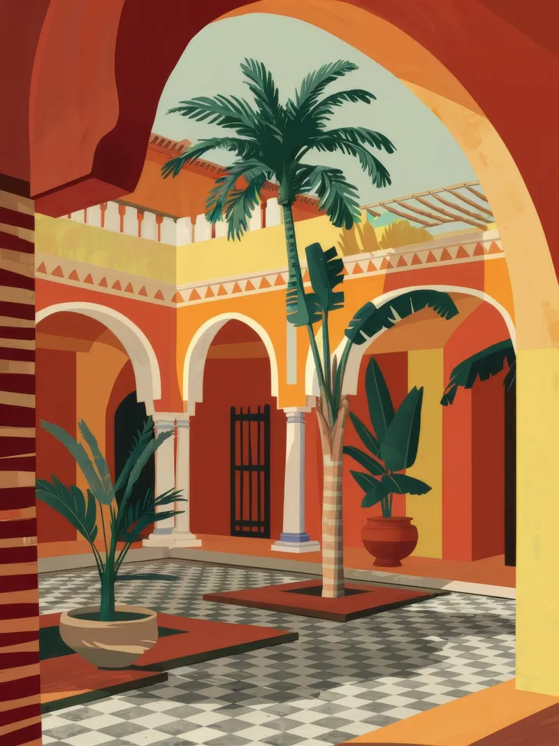 Tiled Courtyard Oasis canvas by FadeAura
