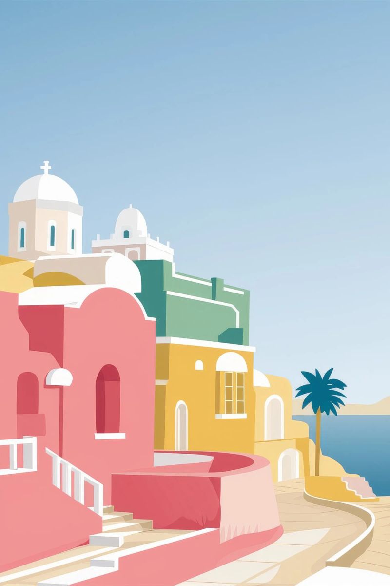 Santorini Rooftop View pellicola backlit da Muse Artworks