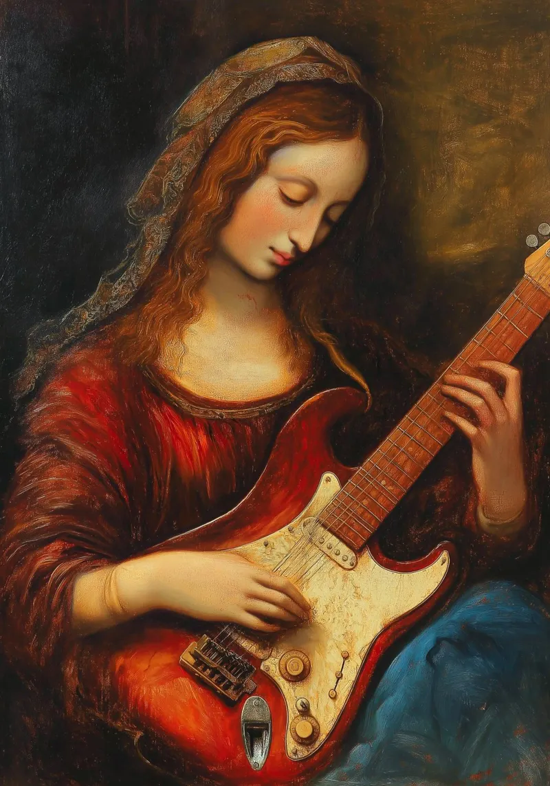 Rinascimento Monalisa Chitarrista poster con telaio in plastica da Fleur de Lys