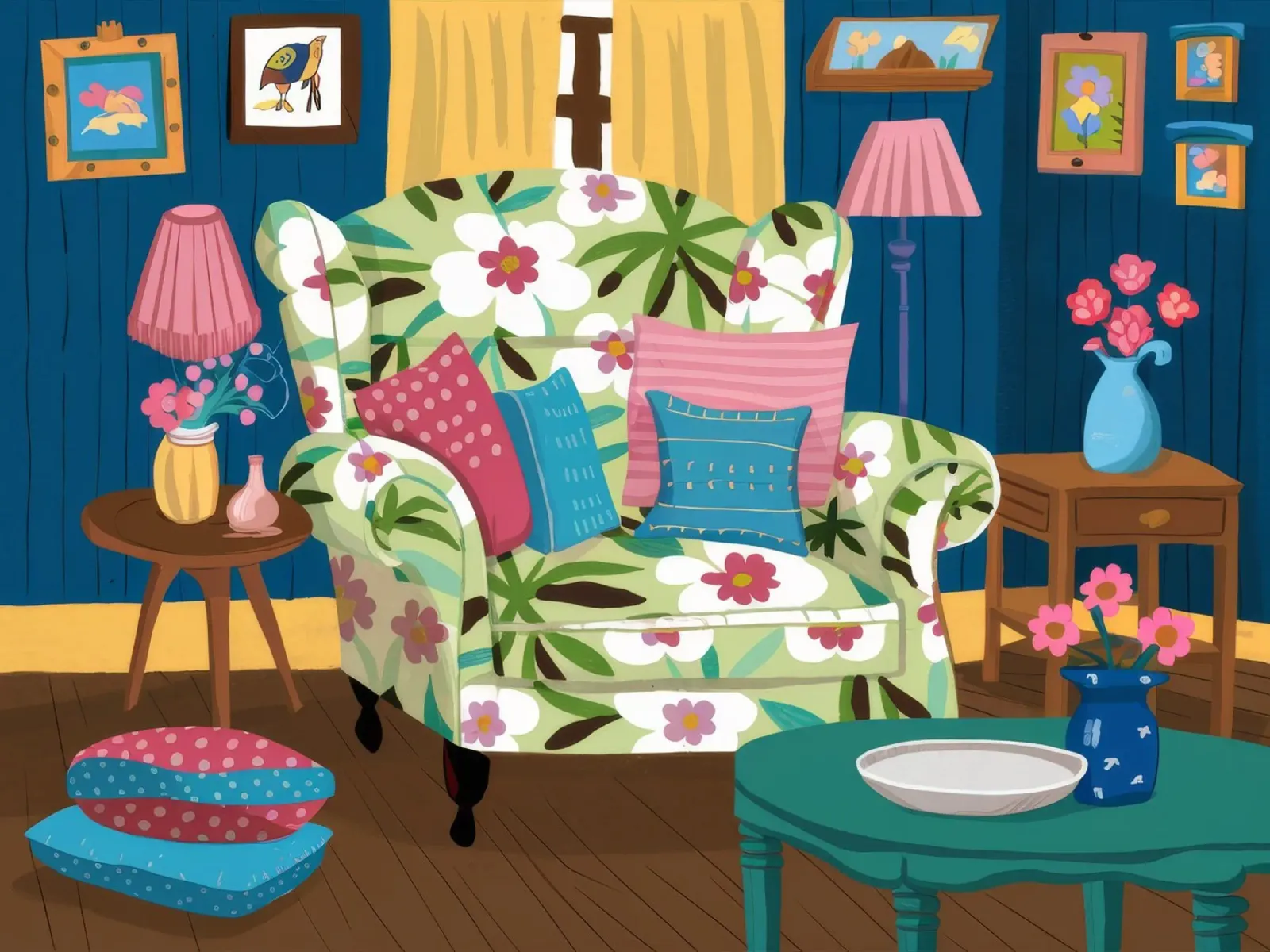 Divano blu Mix floreale pellicola backlit da Haven Fantasy