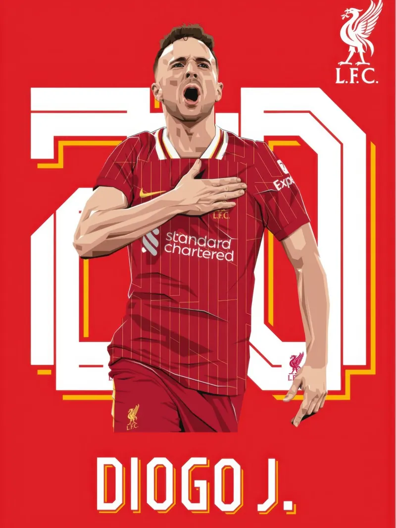 Diogo Jota on selebration poster with wooden frame by nice sport