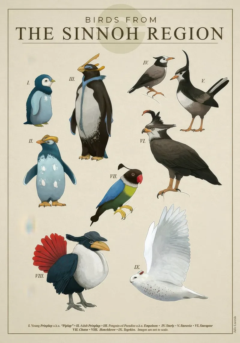 Uccello della regione di Sinnoh Poster poster da Lacerdaprint
