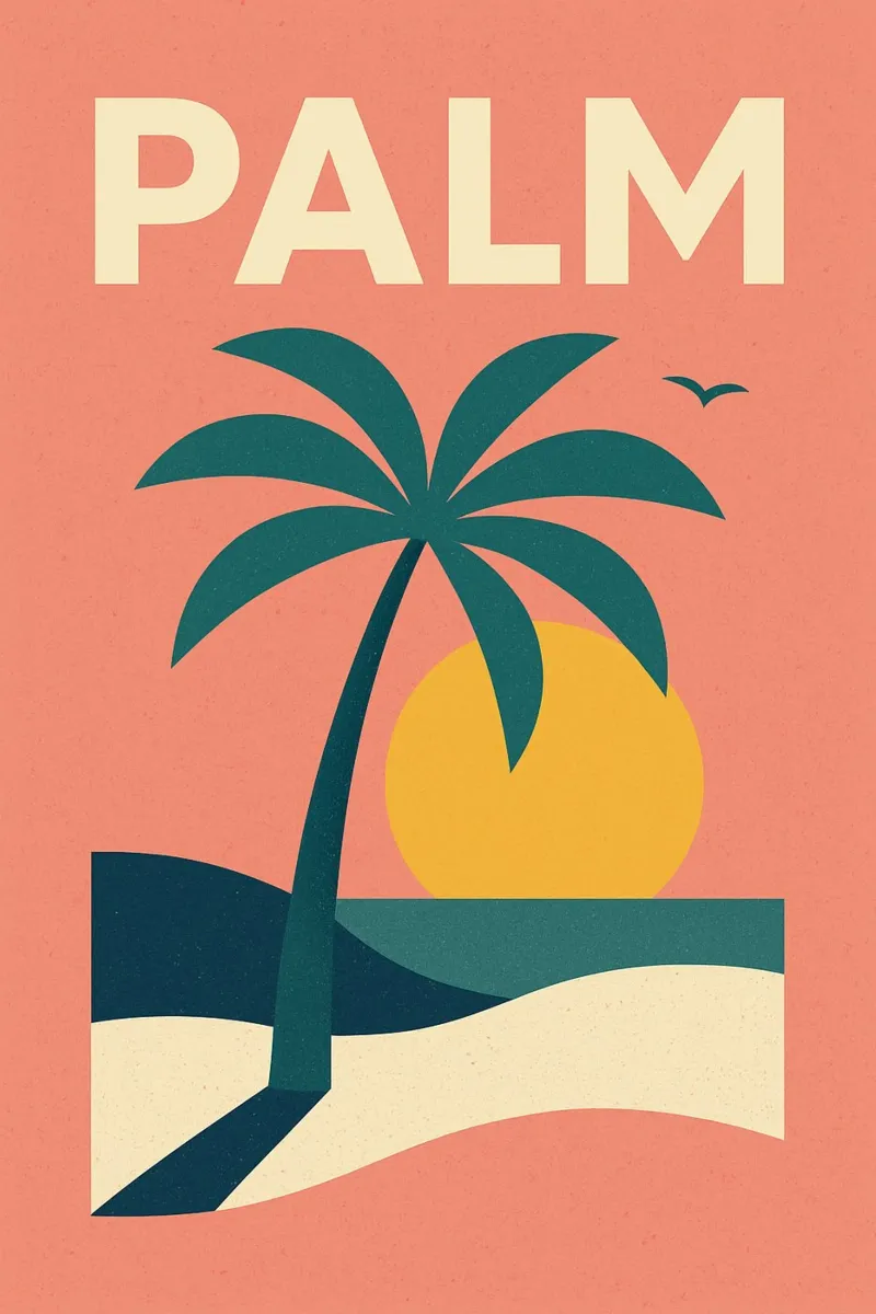 Palme estivale vintage – PALM pellicola backlit da JETLAG | affiches voyage