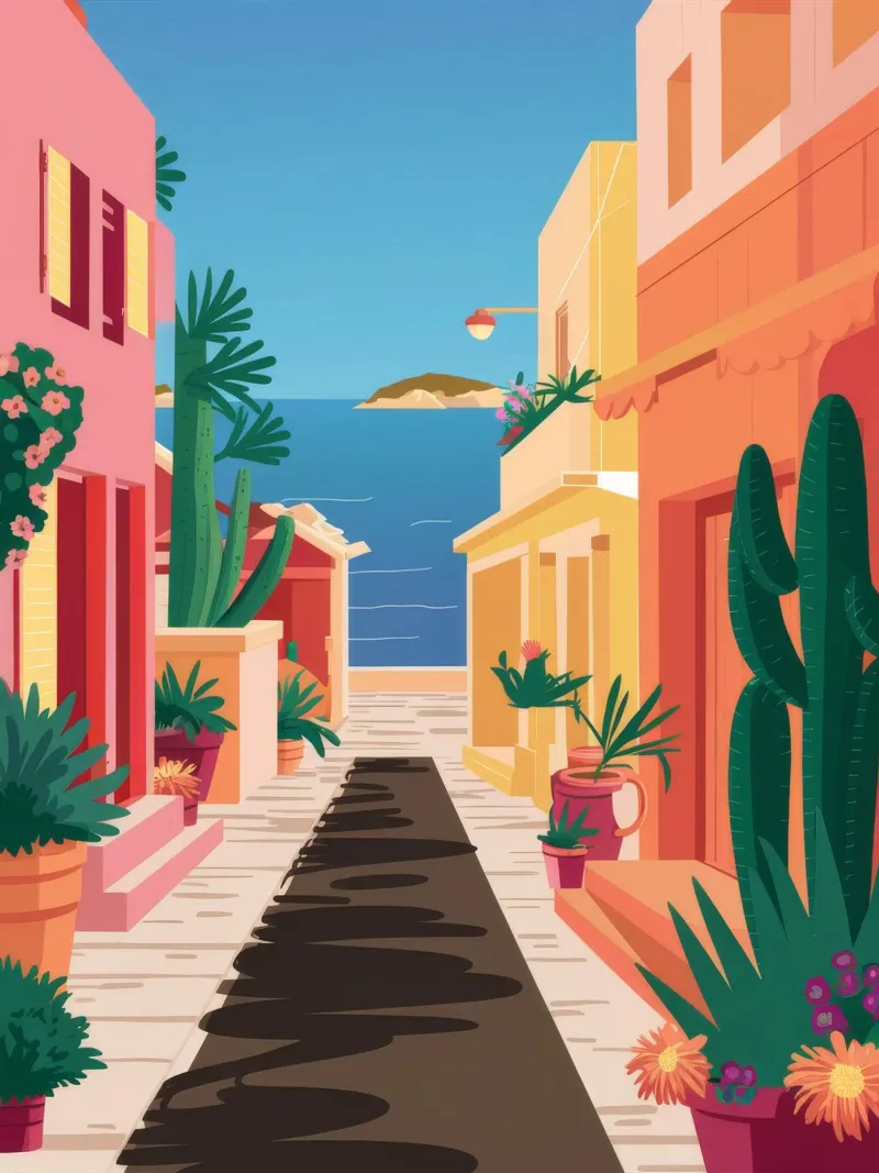 Via del Mare Sole poster con telaio in plastica da Stone Decade