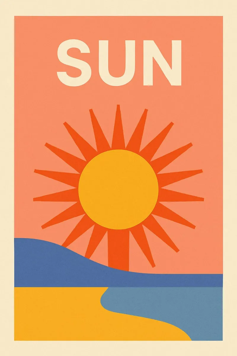 Sole grafico e retrò - SUN pellicola backlit da JETLAG | affiches voyage