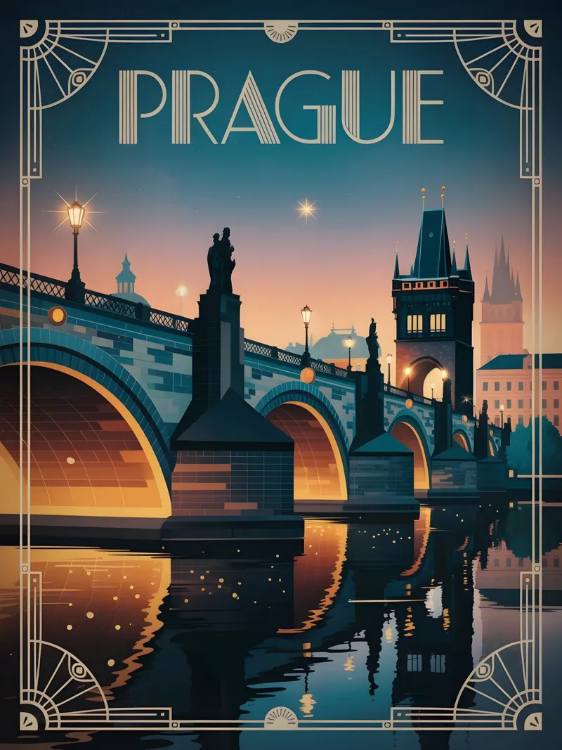 Praga vintage Ponte Carlo alluminio dibond da Vintage Travel Art