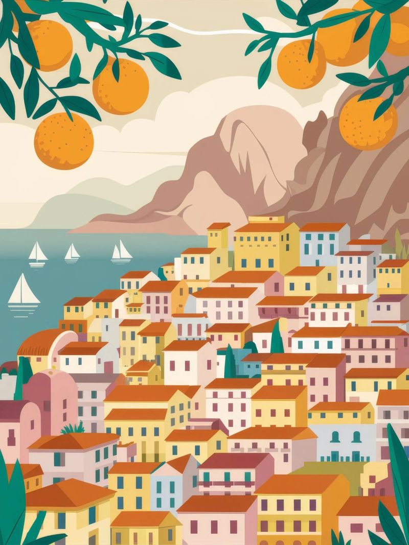 Positano Coastal View pellicola backlit da Muse Artworks