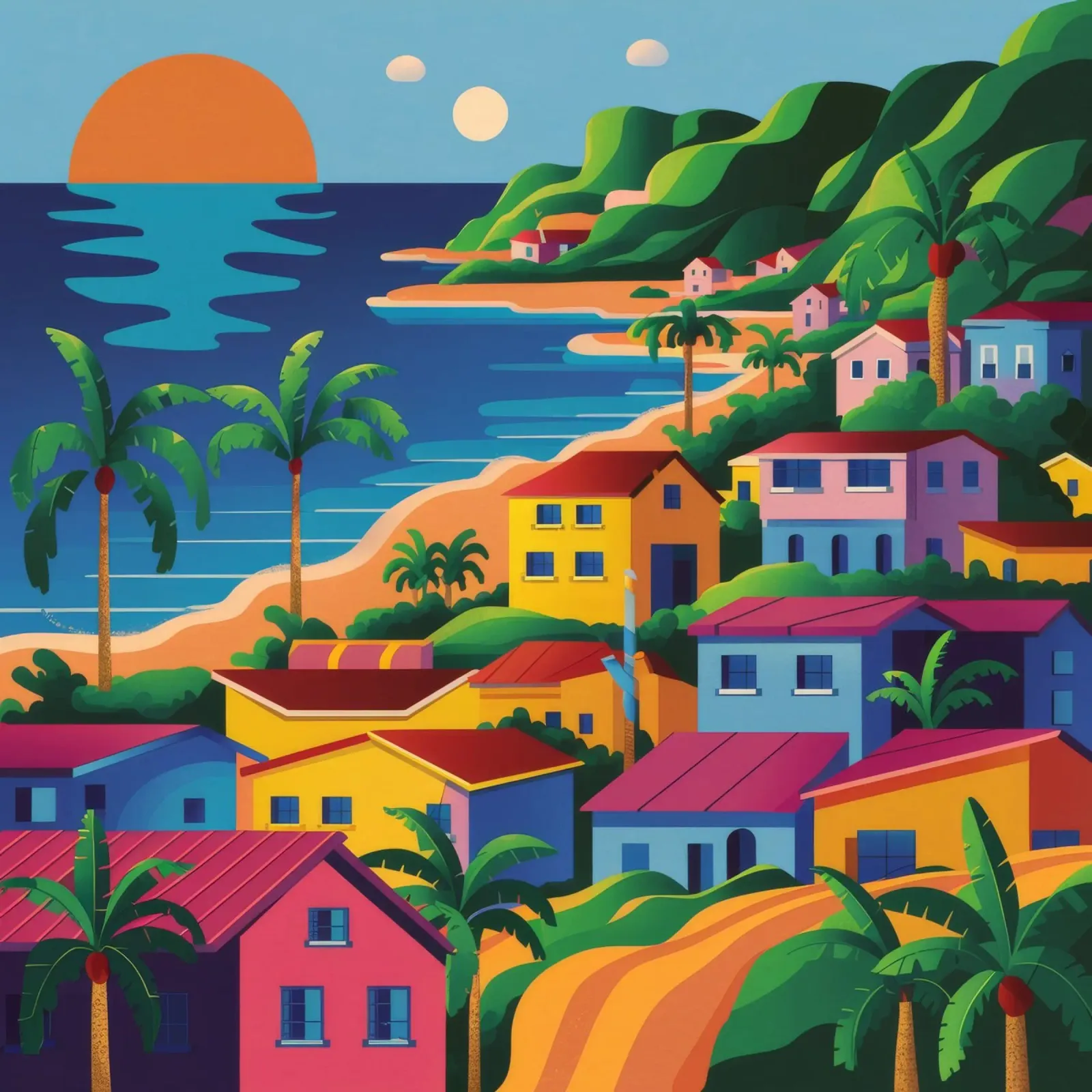 Coastal Town Bay alu-dibond by FadeAura
