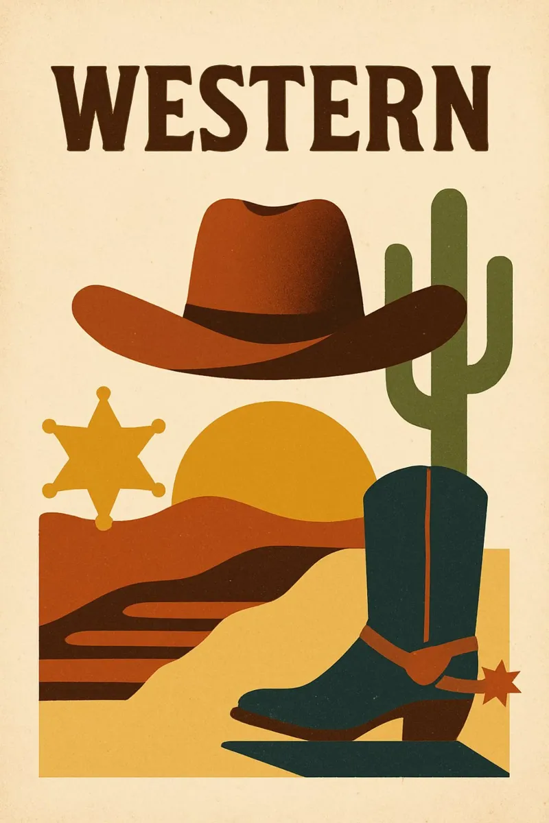Western - Wildes Amerika illustriert Leinwand von Art Typo Essentiel