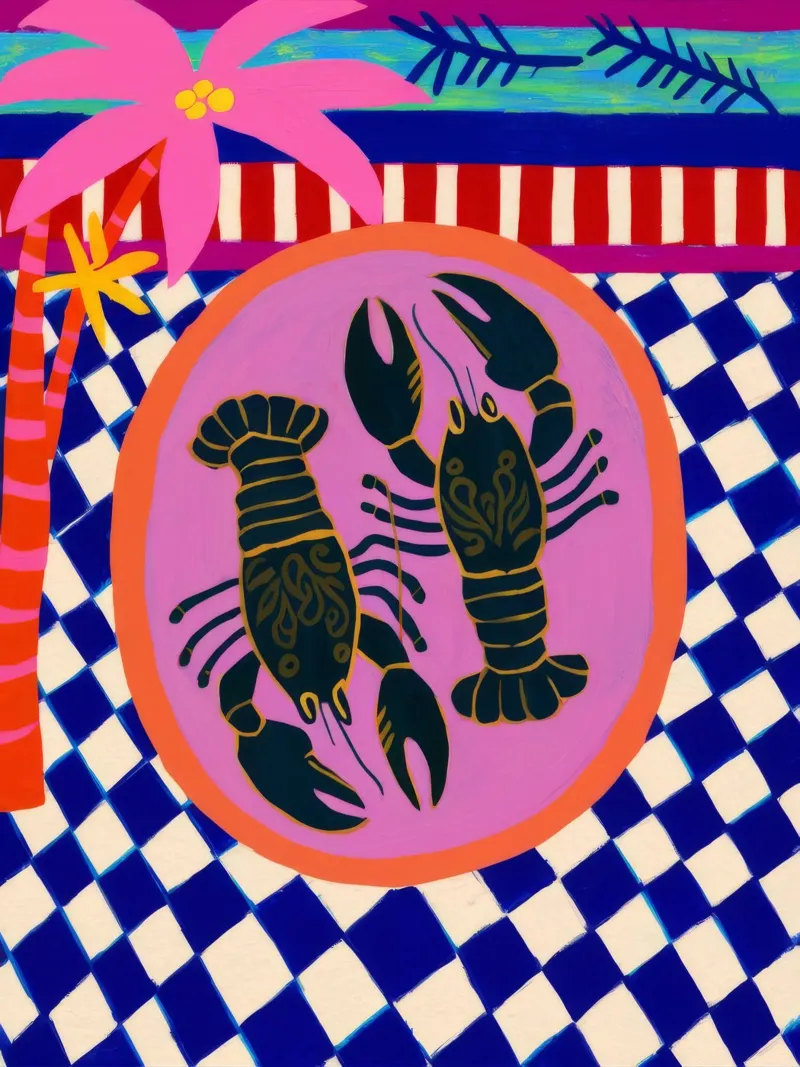 Karmozijnrode kreeft poster van Stone Decade