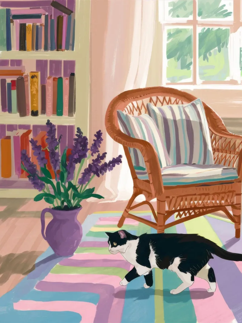 Gatto dell'angolo di lettura poster da Stone Decade