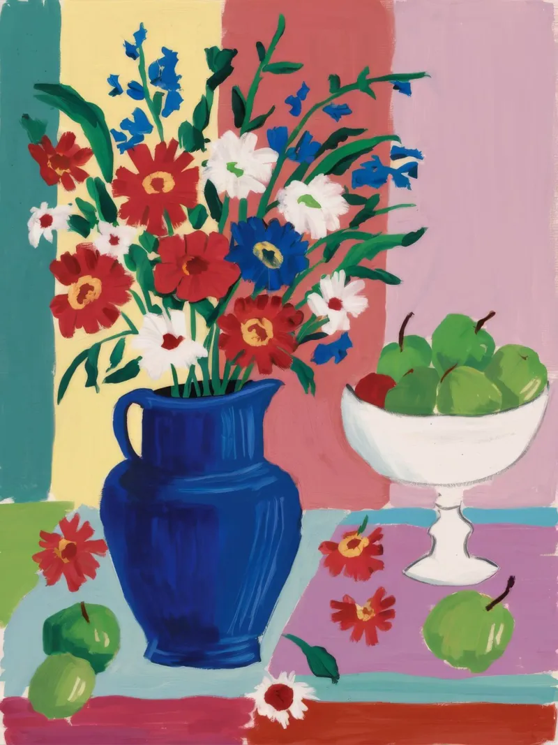 Blaue Vase Apfel Medley Hahnemühle von Haven Fantasy
