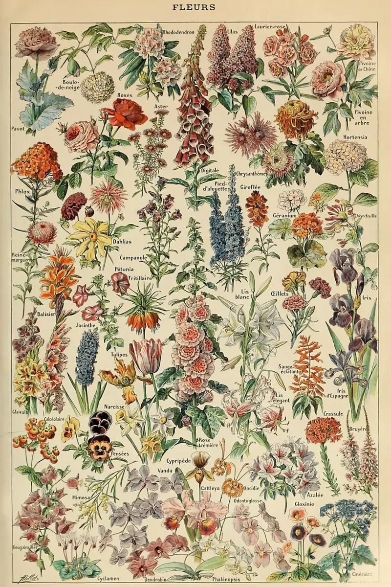 fiori illustrazioni botaniche fleurs roses pellicola backlit da Graham Robertson