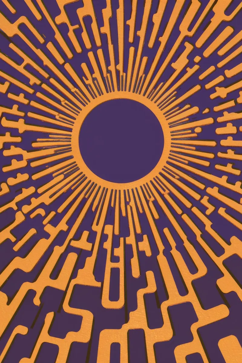 Indaco Sunburst Radiance poster con telaio in alluminio da Stone Decade
