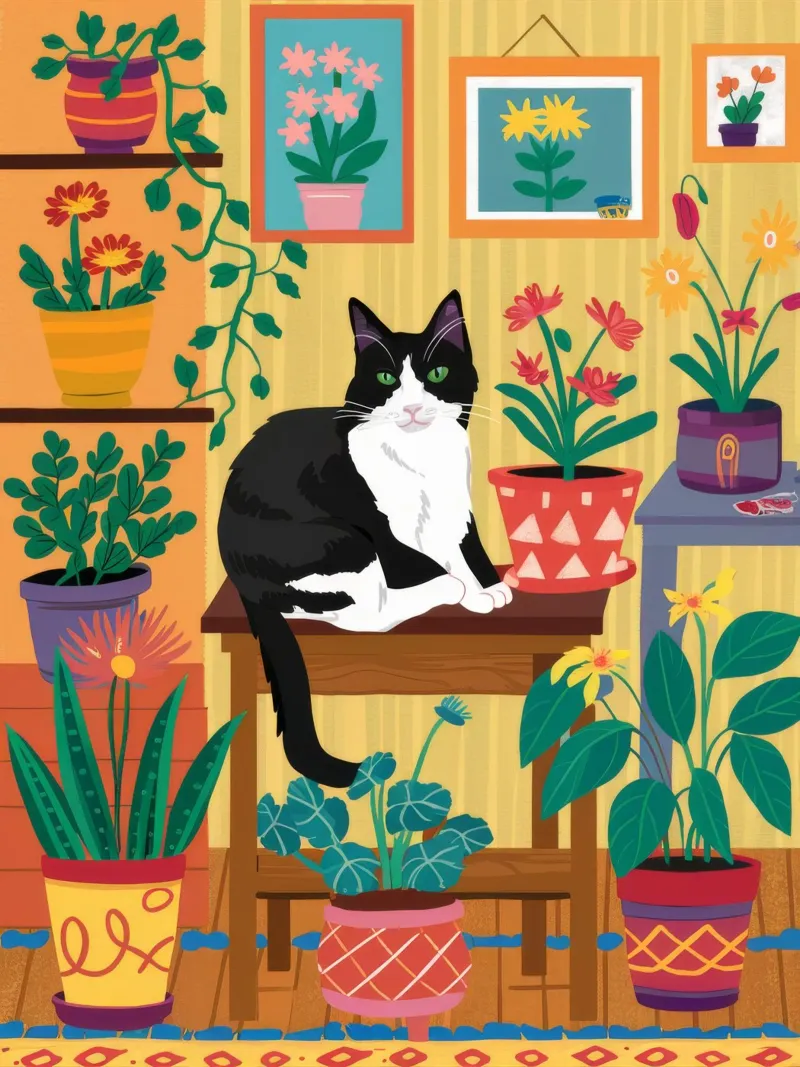 Tuxedo Cat Sanctuary canvas by FadeAura