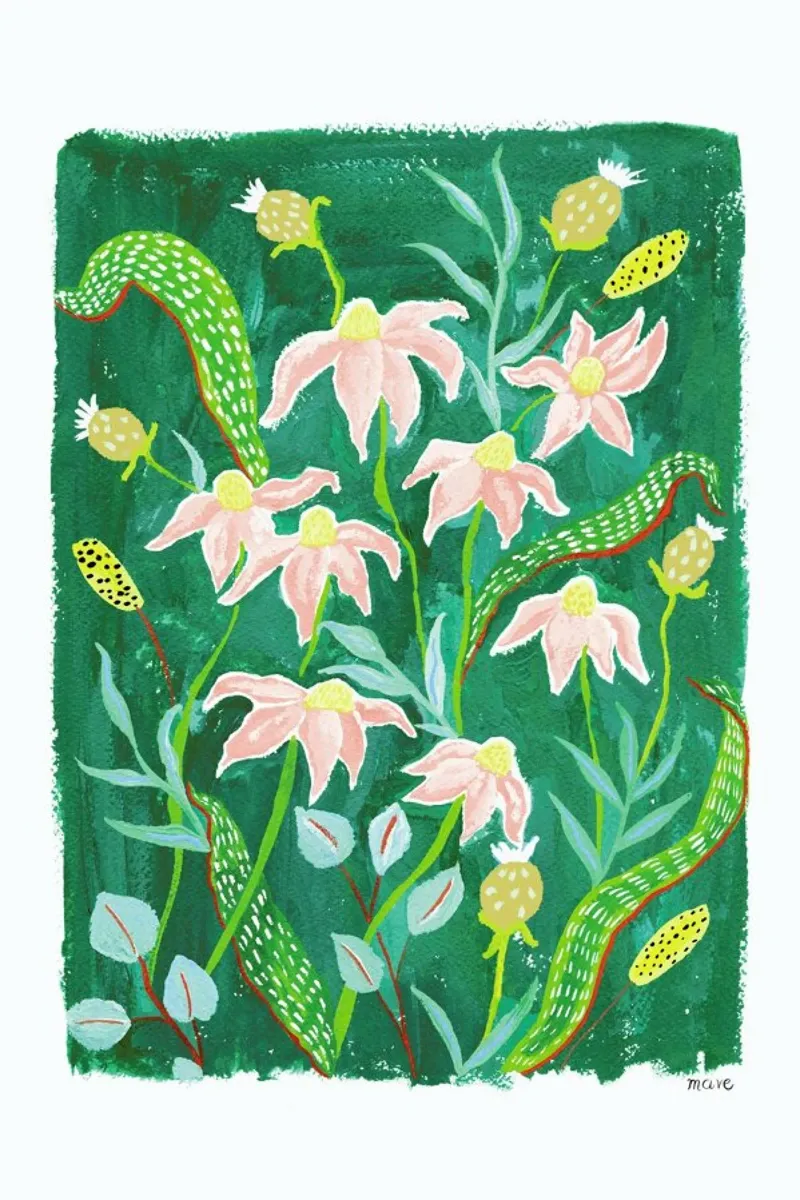 Floral Arrangement poster with wooden frame by Atelier Mave