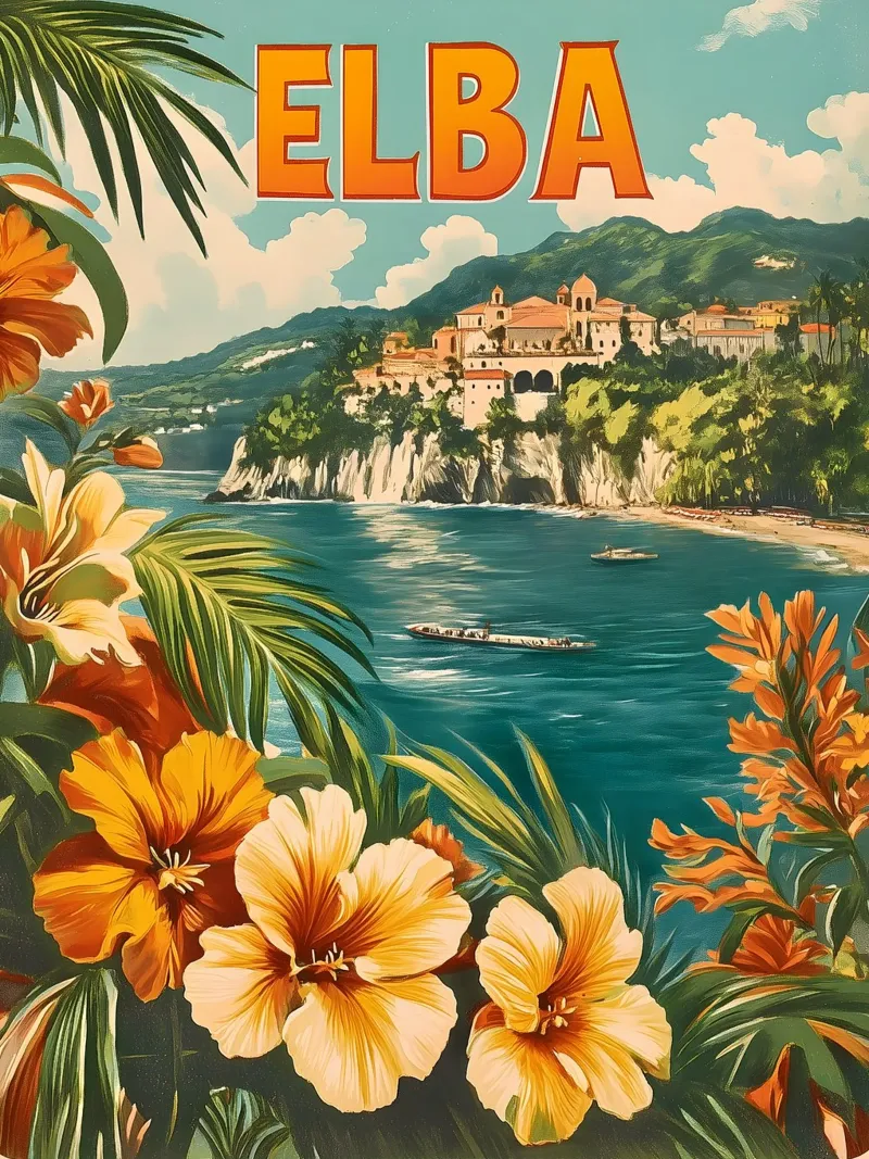Elba manifesti di viaggio d'epoca poster con telaio in plastica da Vintage Travel Art