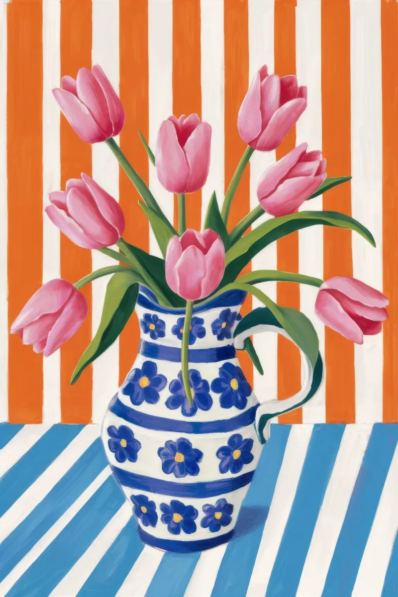 Tulipani in vaso a righe pellicola backlit da Haven Fantasy