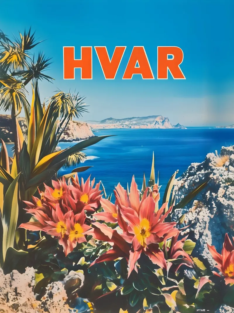 Hvar Croazia manifesti di viaggio d'epoca poster con telaio in legno da Vintage Travel Art