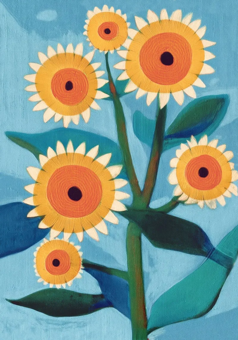 Sunflower Study in Sunny Yellow and Burnt Orange pellicola backlit da Flow Line