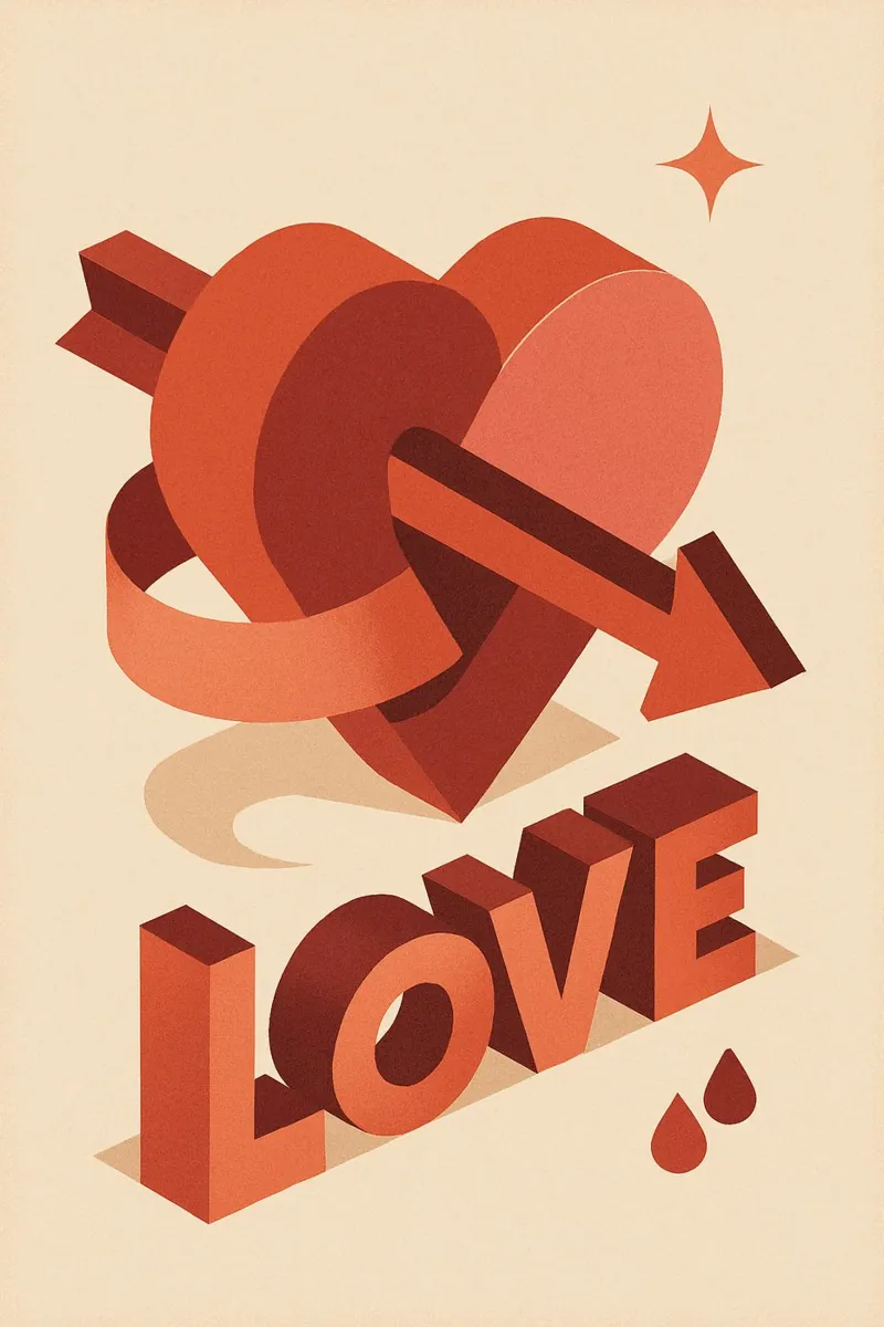 AMORE - Amore potente in 3D alluminio dibond da Art Typo Essentiel