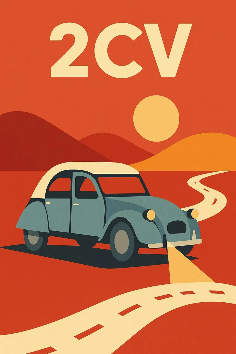 2CV - Sul viale dei ricordi poster con telaio in legno da Art Typo Essentiel