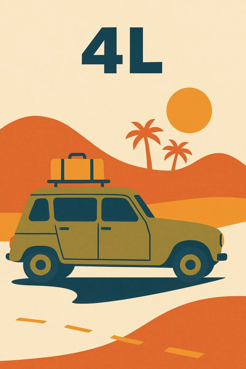 4L - L'arte di viaggiare semplicemente poster con telaio in alluminio da Art Typo Essentiel