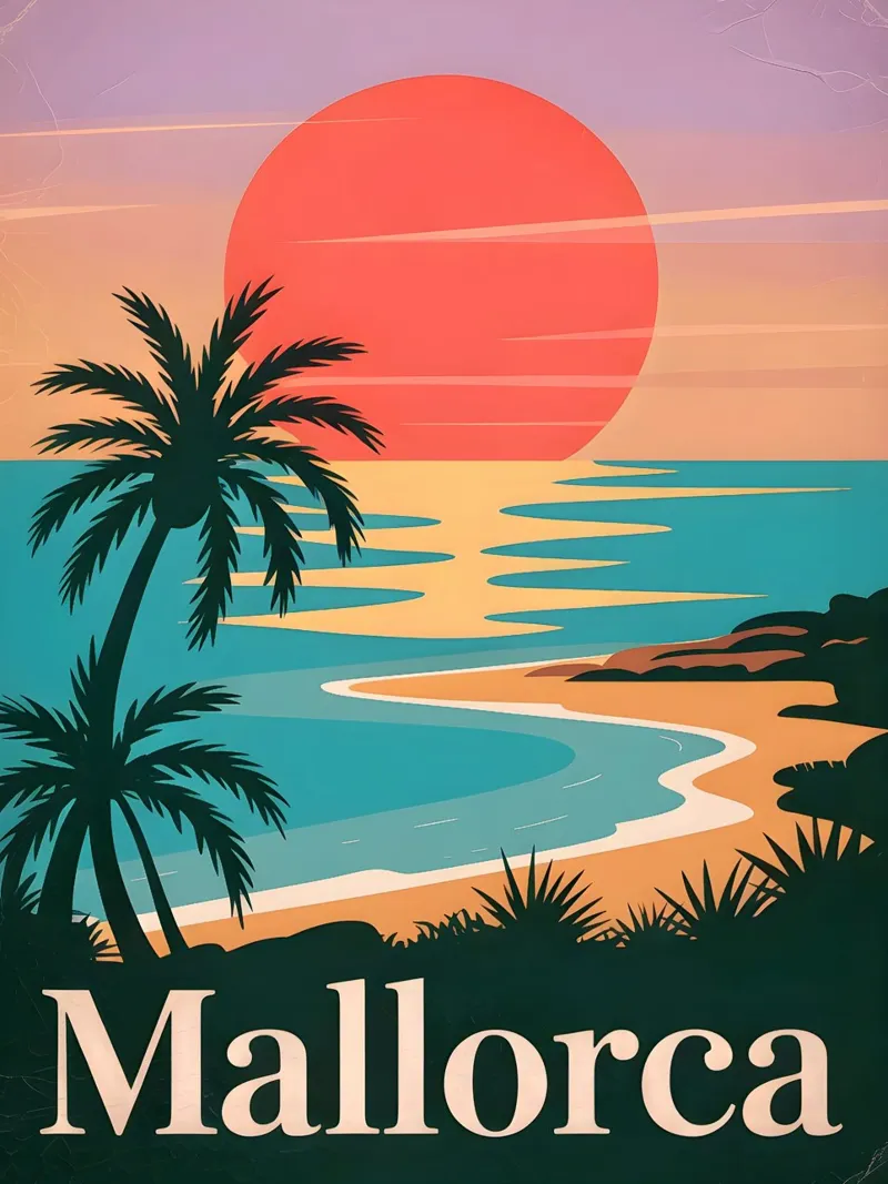 Mallorca Reiseposter pannello forex da Vintage Travel Art