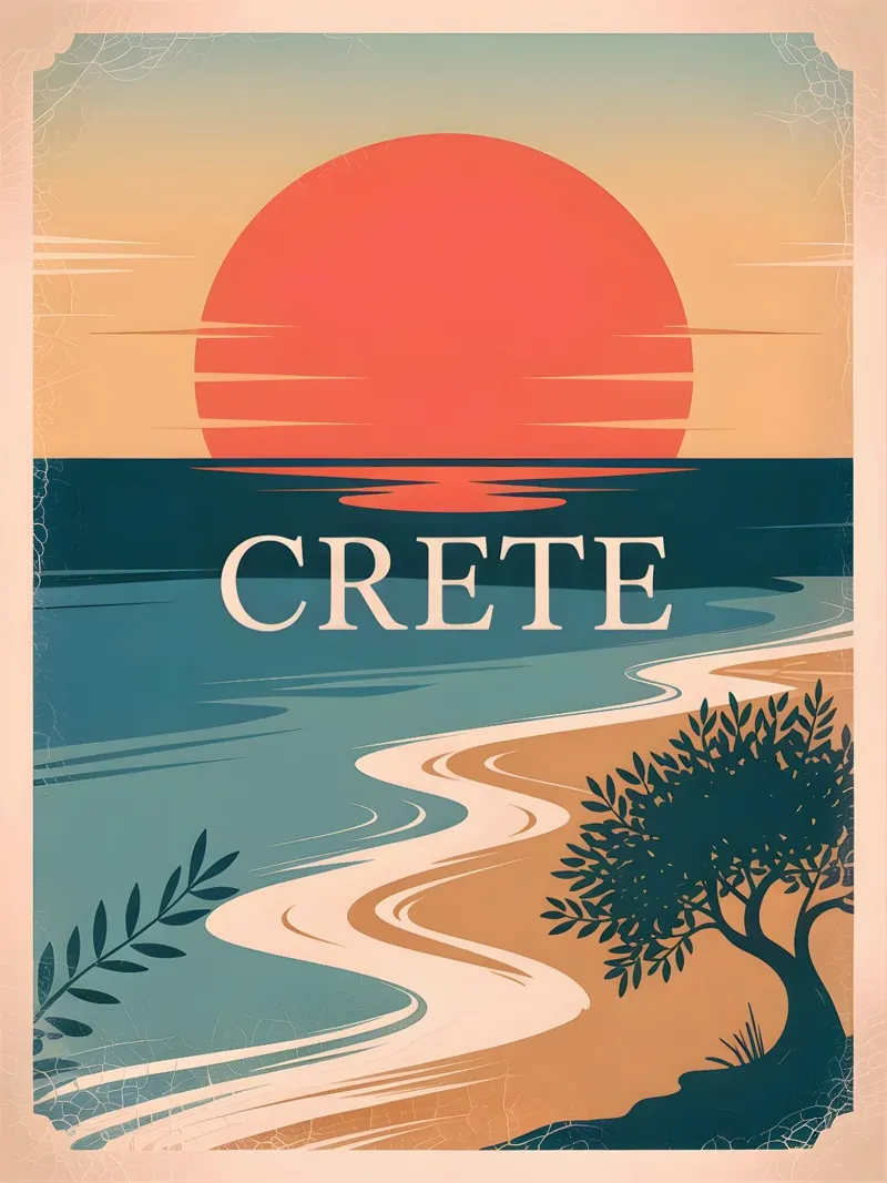 Crete travel poster poster by Vintage Travel Art