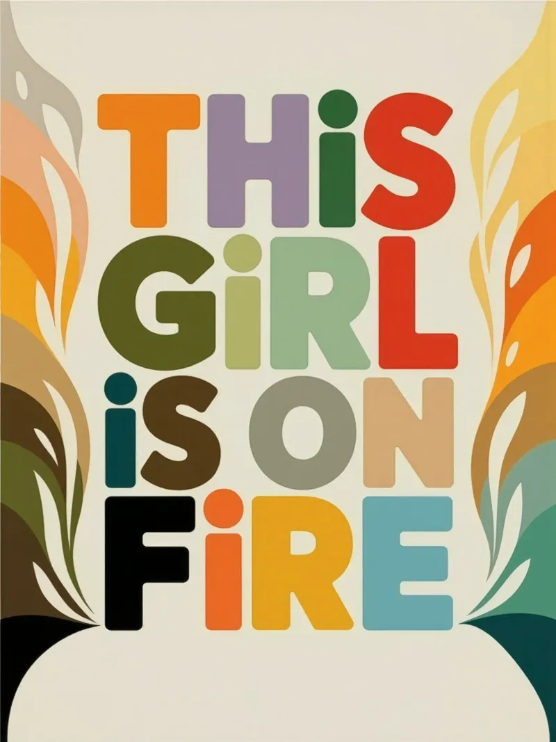GIRL ON FIRE poster with wooden frame by 20 Farben