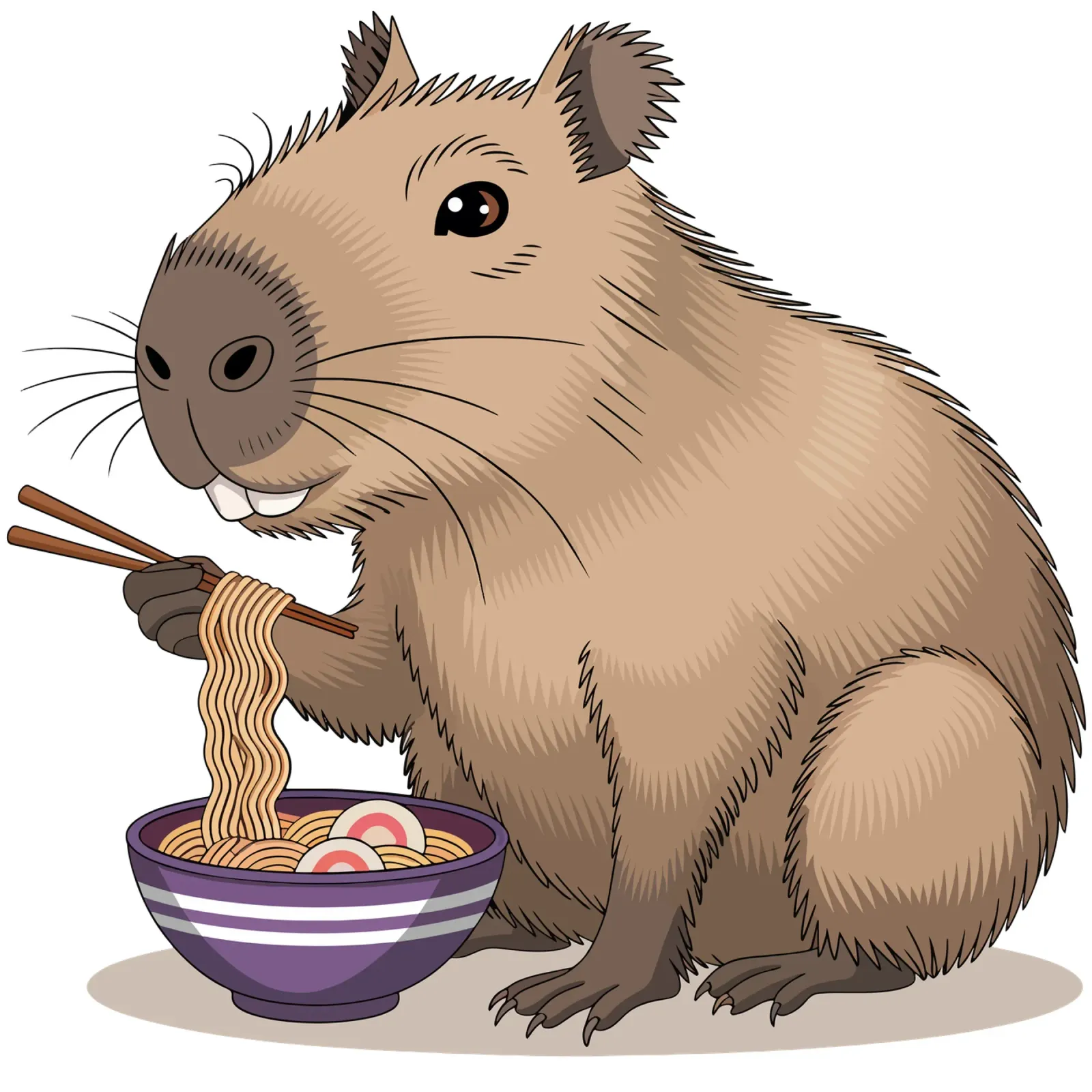 Capy & Bara beim Nudeln Essen Hahnemühle von Shirtfantastisch