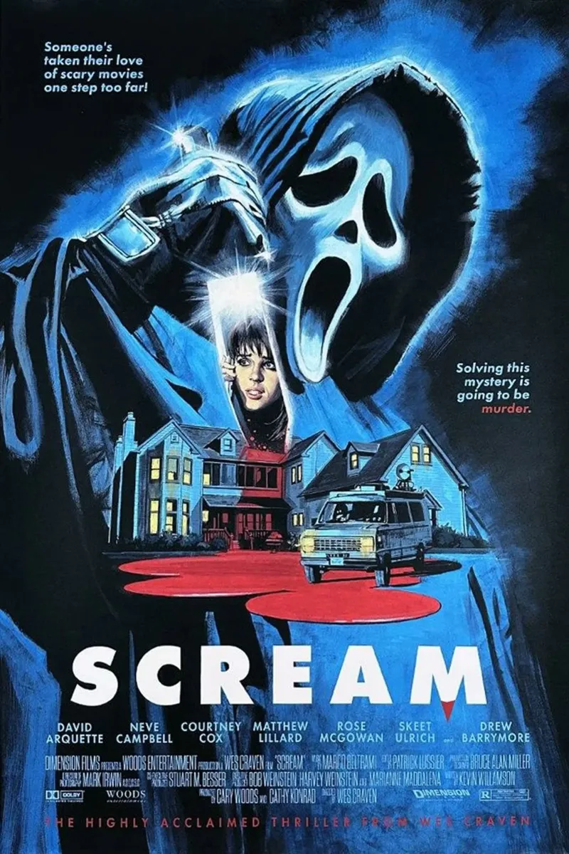 De horrorfilm poster met aluminium frame van Martin studio