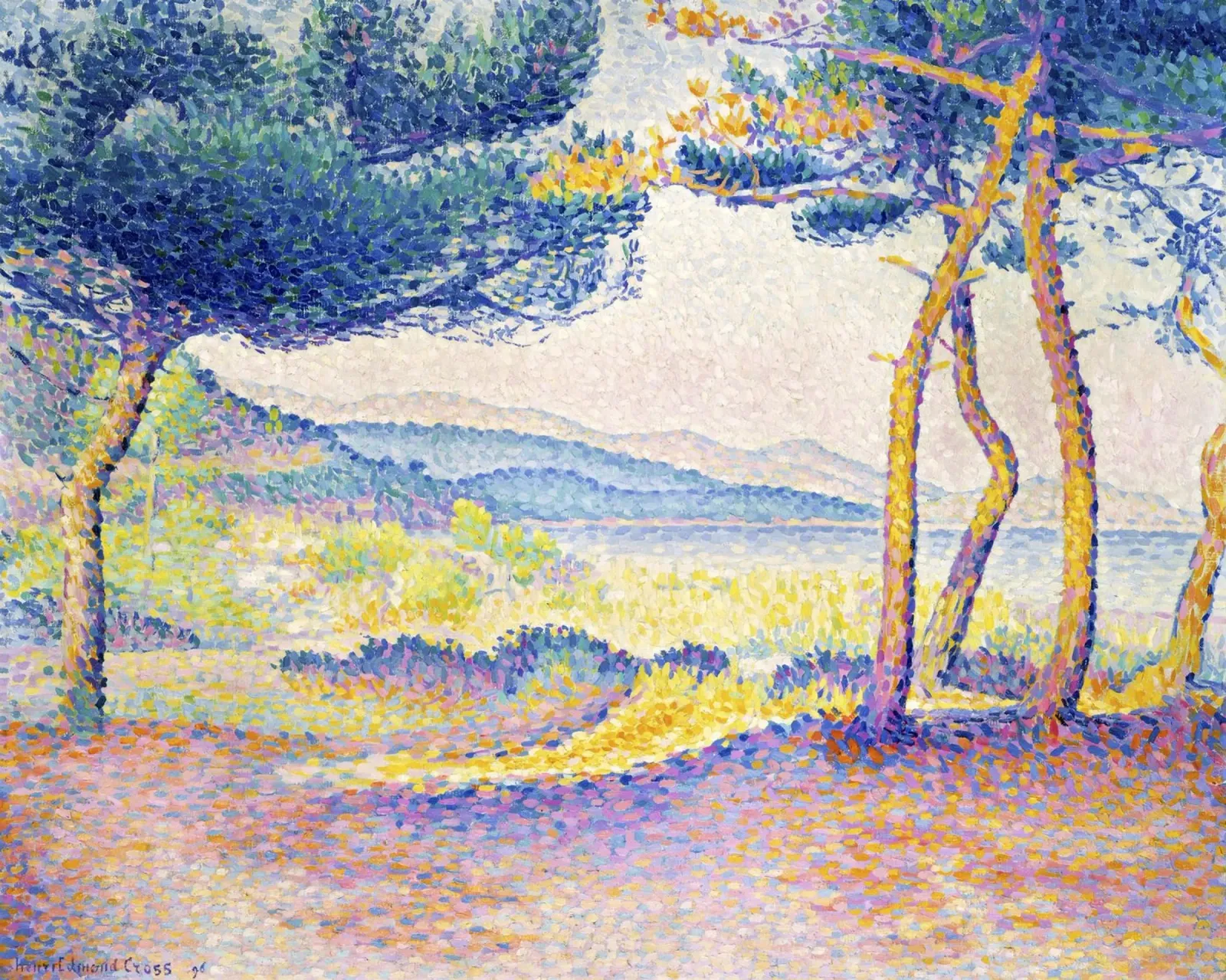 Pijnbomen langs de kust van Henri-Edmond Cross (1896) canvas met Baklijst van Venus Art
