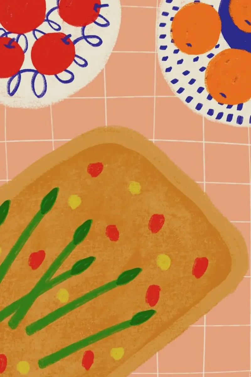 Still Life With Wild Asparagus Focaccia pannello forex da Be Mart