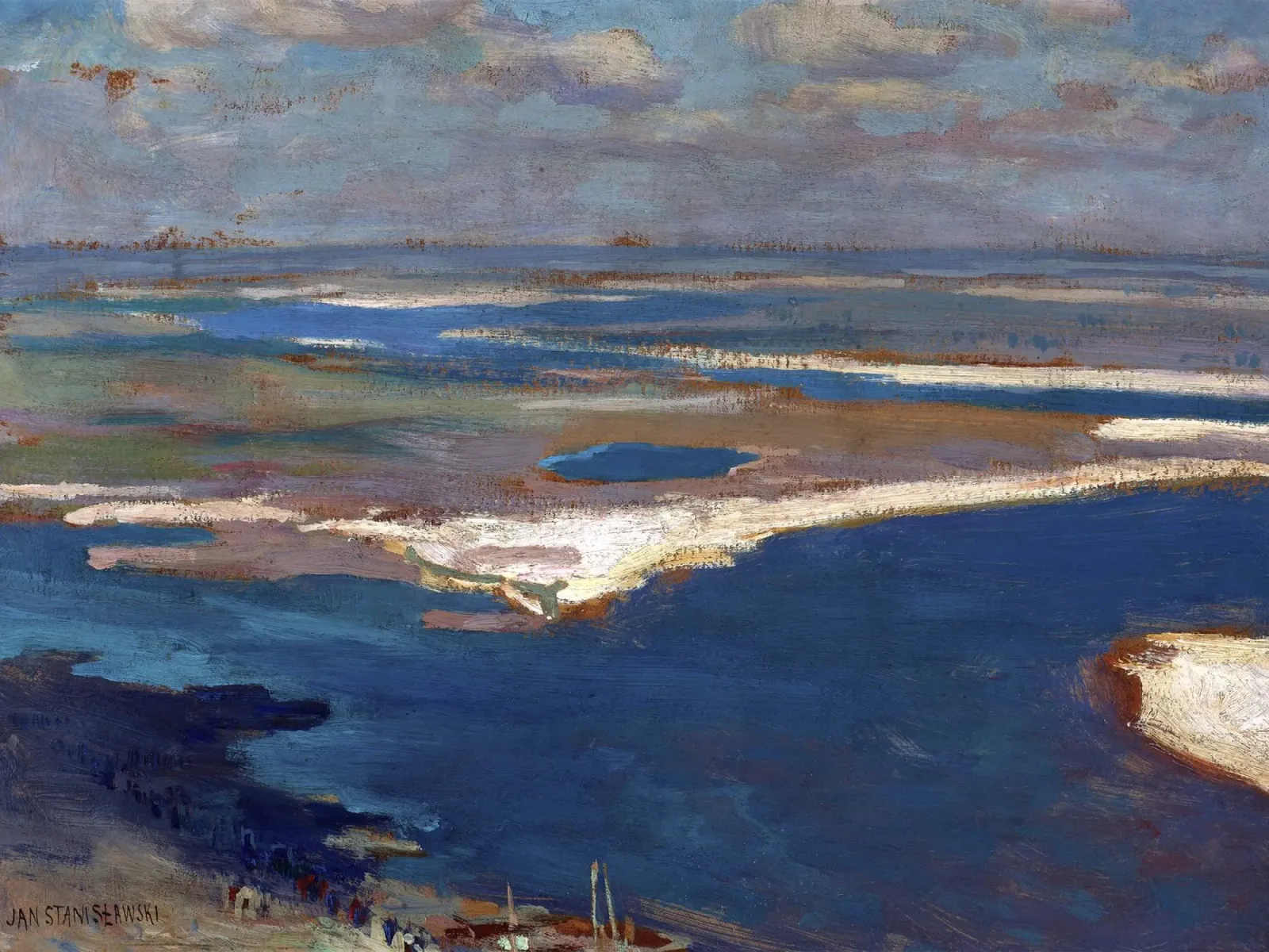 The Dnieper River in Blue poster con telaio in alluminio da apoloprints