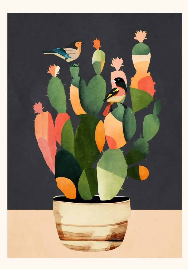 Cactus & Birds 4 pellicola backlit da cityart