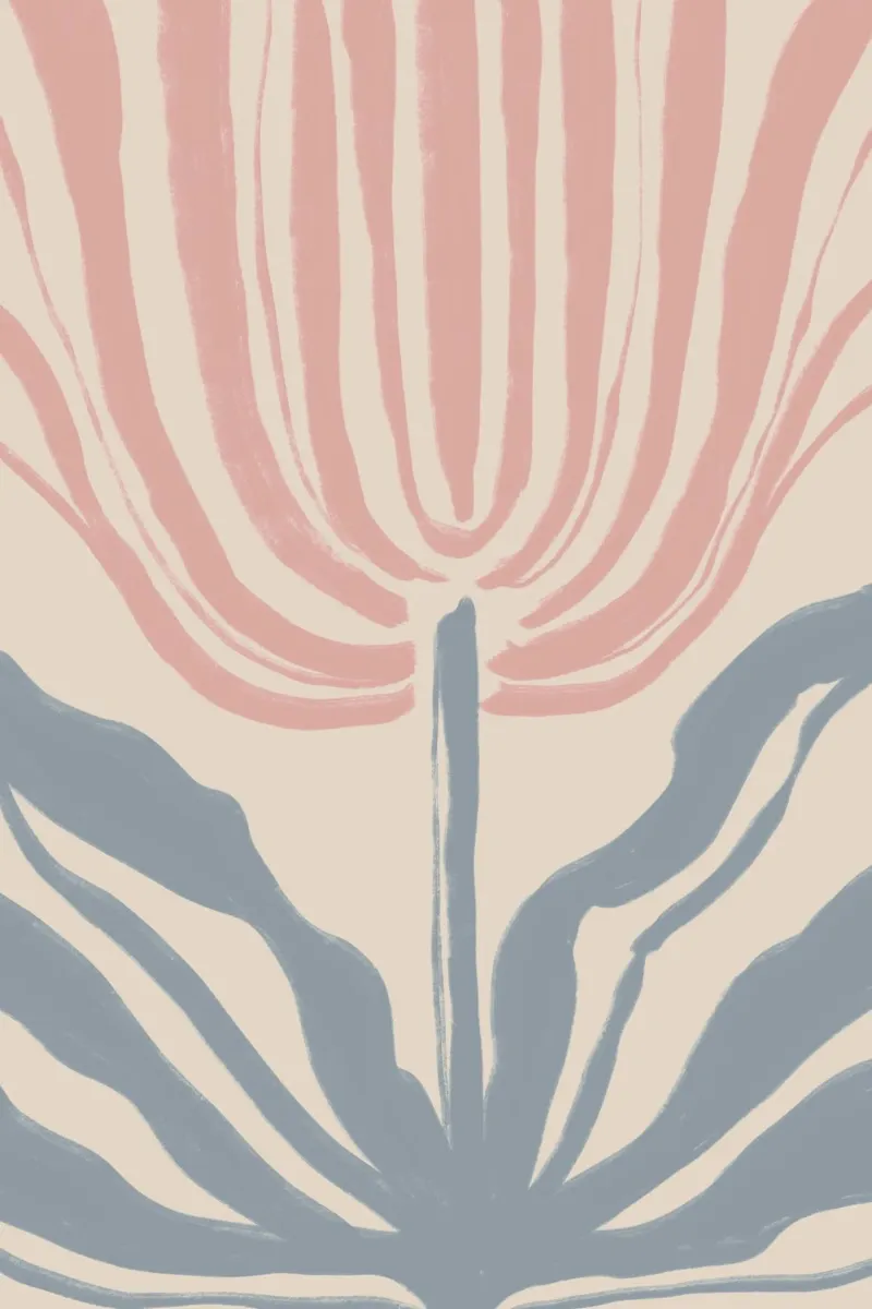 Abstract roze en blauw botanisch motief canvas van Melloi Art Print